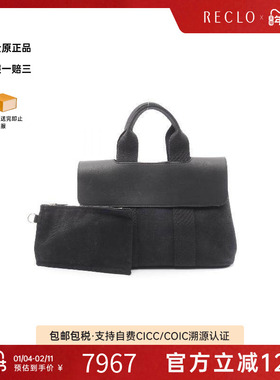 中古Hermes爱马仕女包A级95新Valparaiso帆布手提包黑色正品休闲