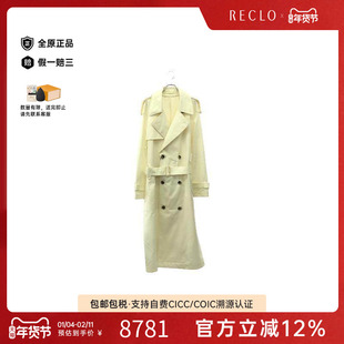 中古Burberry博柏利男S级99新trench coat风衣丝绸外套白色