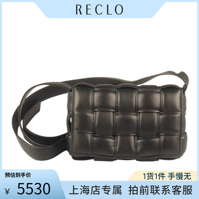 「9.0新」BOTTEGA VENETA(宝缇嘉)PADDED CASSETTE黑色羊皮斜挎包