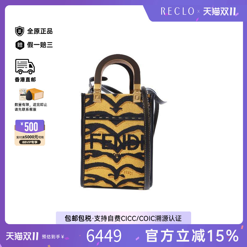 中古Fendi芬迪女包S级99新Shoulder bag肩包帆布斜挎包棕色正品HK