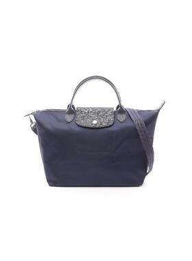 中古Longchamp珑骧女包A级95新Top handle手拎斜挎2用尼龙斜挎包