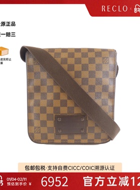 中古LV路易威登女包B级9新Brooklyn棋盘格斜挎包复古经典RECLO