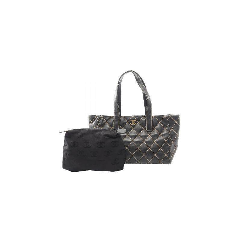 中古Chanel香奈儿女包C级85新wild stitch牛皮托特包黑色,箱包皮具/热销女包/男包,托特包,淘宝优惠券,粉丝福利购,淘宝优惠卷
