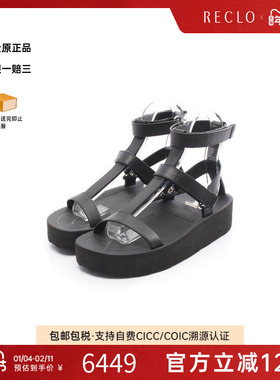 中古Hermes爱马仕女A级95新sandals凉鞋牛皮鞋黑色reclo正品
