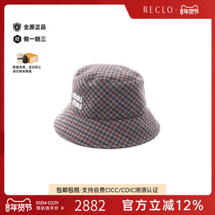 中古Miu Miu缪缪女A级95新bucket水桶包羊毛帽子灰色