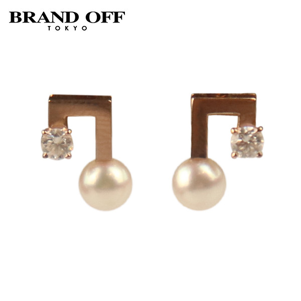 「9.5新」TASAKI(塔思琦)Balance note 耳针750黄金E-4229-18KYG