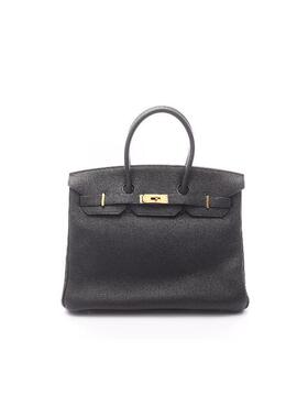 中古Hermes爱马仕女包A级95新birkin 35铂金包 35牛皮手提包黑色