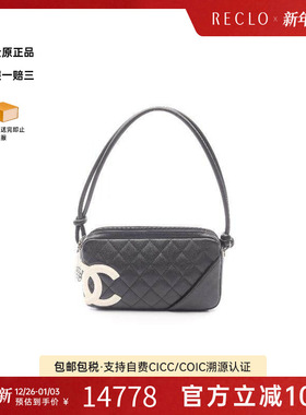 中古Chanel香奈儿女包B级9新Accessory pouch手包牛皮手提包黑色