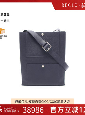 中古Hermes爱马仕男包A级95新Bleu NuiBleu Nui牛皮斜挎包蓝色