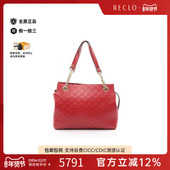中古Gucci古驰女包A级95新gucci sima古驰印花牛皮单肩包红色