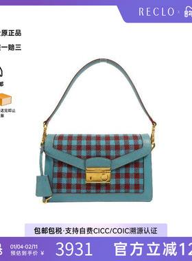 中古Prada普拉达女包B级9新Shoulder bag肩包帆布单肩包蓝色秋冬