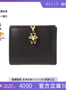 中古Gucci古驰女A级95新Bi-fold wallet双折钱包牛皮短钱包黑色