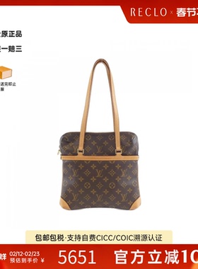 中古LV路易威登女包B级9新Cousin GM老花单肩包托特包RECLO正品