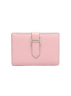 中古Hermes爱马仕女A级95新card case卡包牛皮卡包粉色
