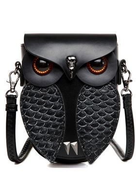 TEMU热卖欧美复古PU女士单肩包蒸汽朋克猫头鹰斜跨小包创意零钱包