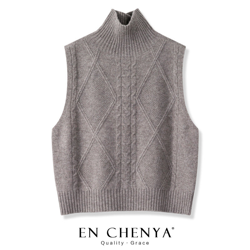 绵羊毛高领针织马甲女秋冬2025新款宽松洋气百搭纯色叠穿毛衣背心,女装/女士精品,马夹,淘宝优惠券,粉丝福利购,淘宝优惠卷