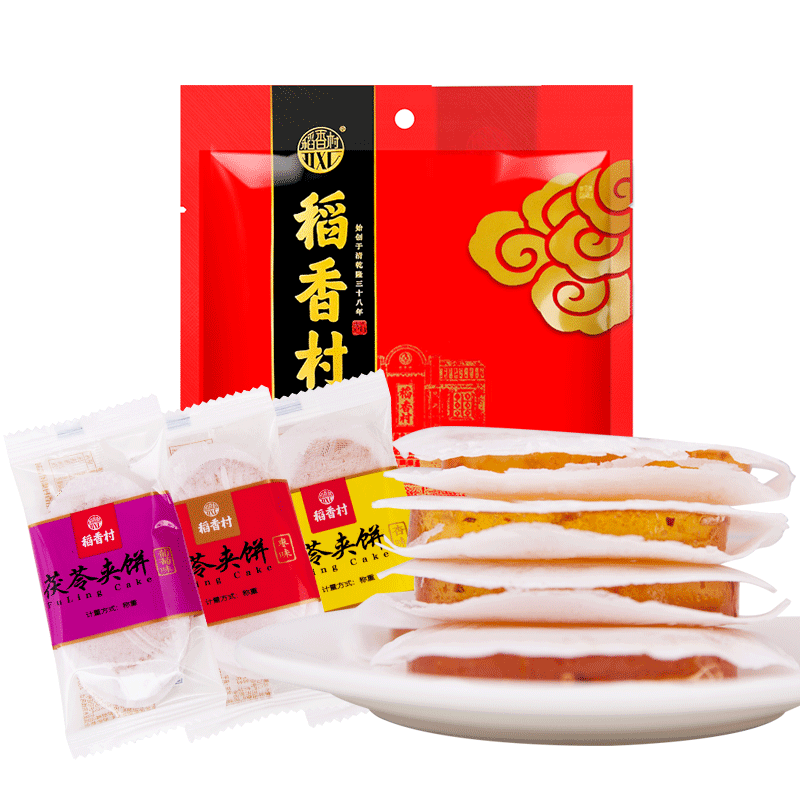 稻香村茯苓夹饼1000g 多口味伏苓饼薄皮零食梨味杏味糕点心小吃