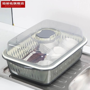 碗碟沥水盆碗筷餐具收纳盒防蟑螂带盖双层厨房家用多功能超大容量