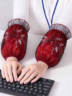 袖套女秋冬韩版短款蕾丝防污上班工作护袖女款刺绣套袖羽绒服手袖