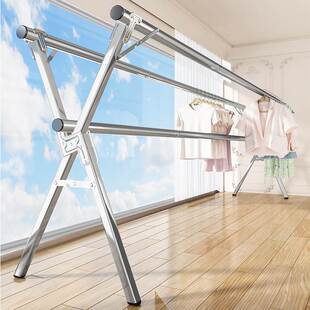 不锈钢晾衣架落地折叠室内室外阳台家用伸缩折叠晾衣架凉晒被子架