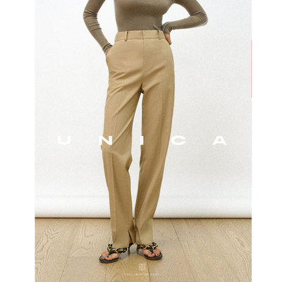 【惊喜五折】UNICA/塑形强捻羊毛显瘦松紧开叉西裤