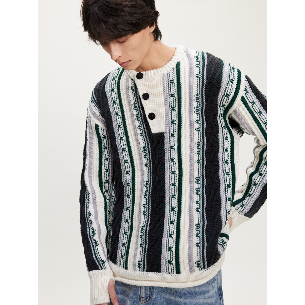 UNICAHOMME/圣诞限定重磅手工编织风_粗棒针精纺毛衫针织衫