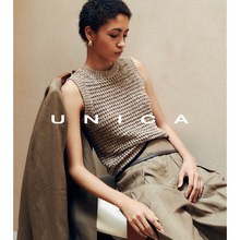 UNICA/老钱格调_混色有机汉麻纱线_高时髦镂空挑空无袖针织背心