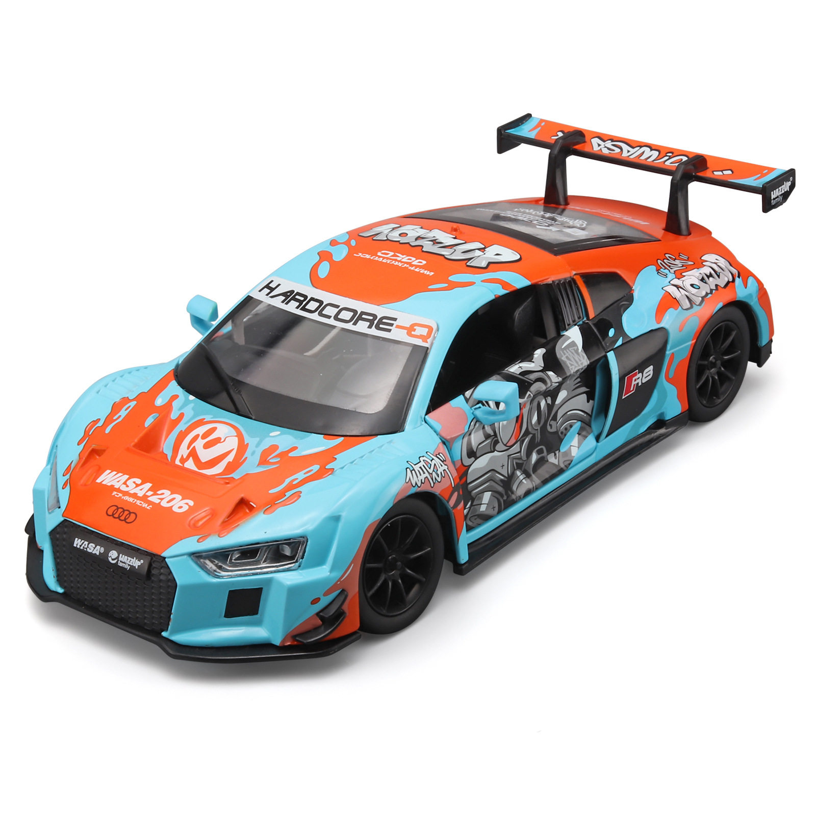 CCA1:24奥迪R8 LMS合金汽车模型 声光儿童玩具精品潮玩联名款WASA