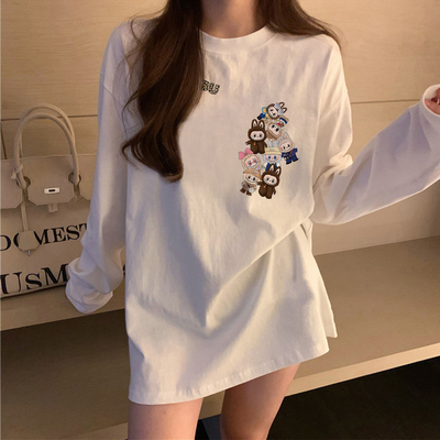 白色磨毛打底衫长袖T恤女