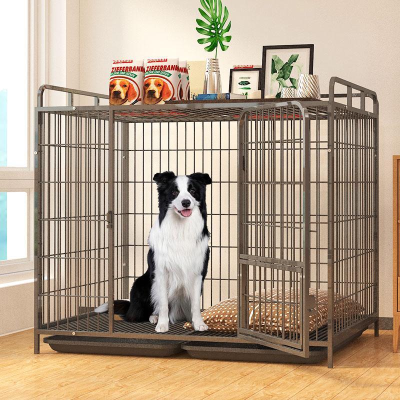 狗笼子狗围栏家用室内中大型犬带厕所隔离门狗笼子加粗加密栅栏