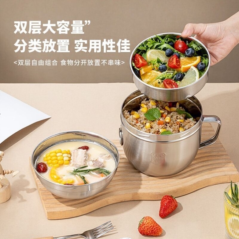 不锈钢碗食堂316打饭上班族泡面餐盒食品级学生德国杯快餐饭盒缸图片