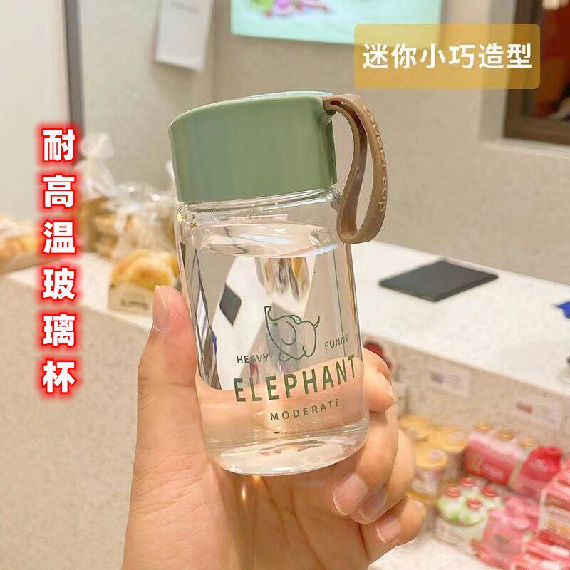简约小巧便携玻璃杯女提绳单层用