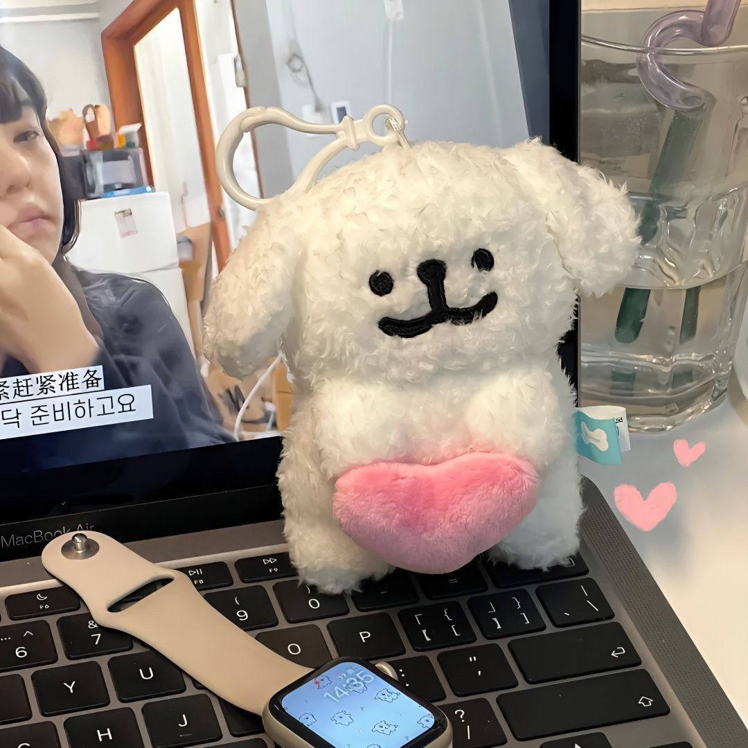 韩国线条小狗挂件毛绒玩具狗狗公仔钥匙扣软萌布娃娃生日礼物玩偶