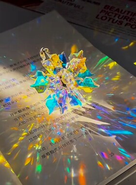 太阳捕手晶体雪花立体棱光镜水晶花项链创意流光水晶挂件铺手棱镜