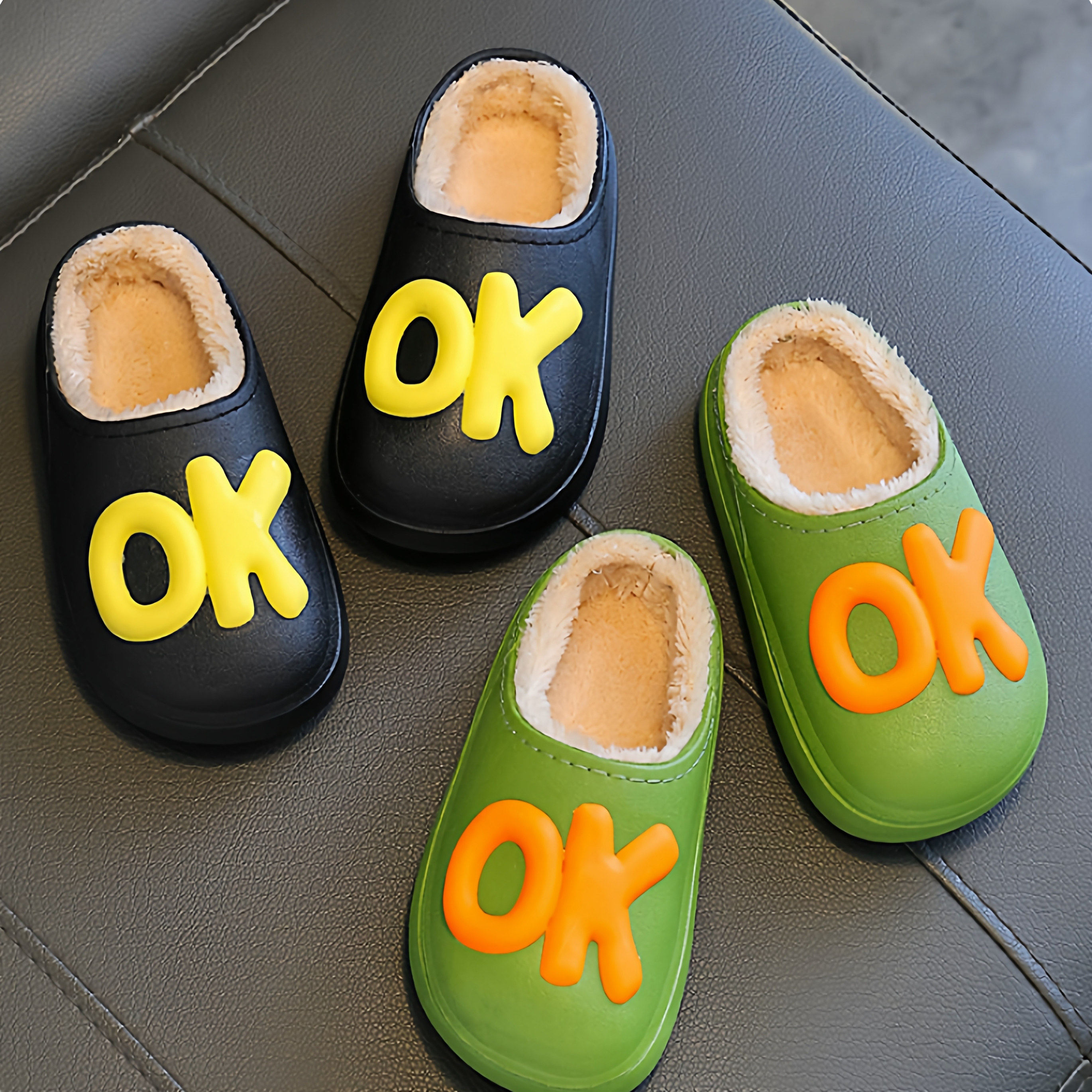 冬季儿童棉拖鞋男童保暖防滑加绒室内防水宝宝亲子款潮流OK棉拖