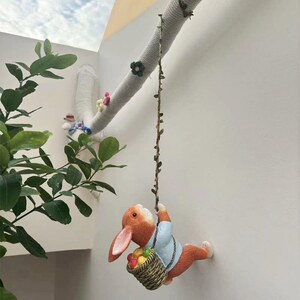 爬藤小兔子挂件小动物悬挂装饰品家居管道遮丑摆件庭院造景树盆挂