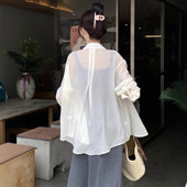 小个子薄款 衬衣开 女装 夏季 一折专区 MAMMJUDX白色冰丝亚麻衬衫