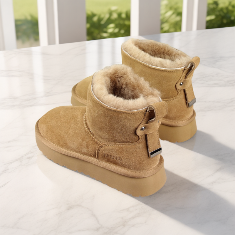 厚底皮毛一体雪地靴女全羊毛棉靴