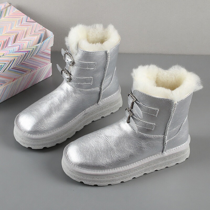 皮面纯羊毛保暖雪地靴女2025新款