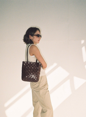 授权正品idee fixe格鲁吉亚小众设计轻奢手工编织单肩包牛皮