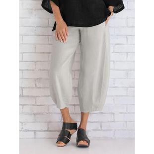 casual pockets loose trousers ladies waist pants elastic