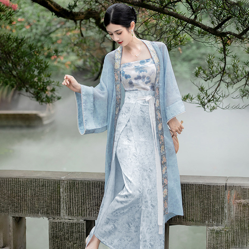 宋制长干寺外背子长旋裙抹胸套装日常汉服女国风仙气古风改良襦裙