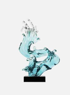 现代简约抽象装饰品摆件售楼酒店大堂玄关会所大厅透明软装工艺品