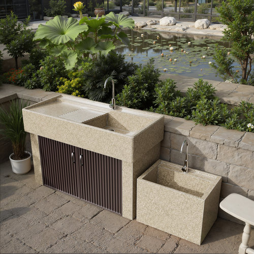 天然花岗岩洗衣池台盆室外庭院一体洗手盆带搓衣板阳台洗衣柜水槽