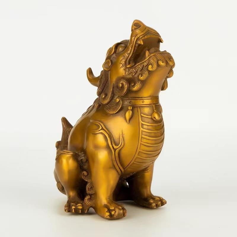 黄铜朝天吼铜独角兽貔貅摆件望天吼铜镇宅瑞兽家居装饰工艺品礼品