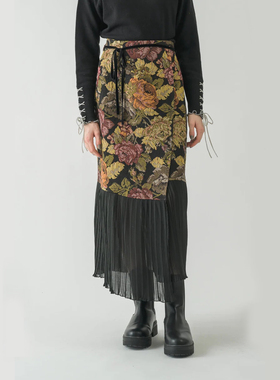 idem 工艺提花拼接浪漫半身裙中长半裙
