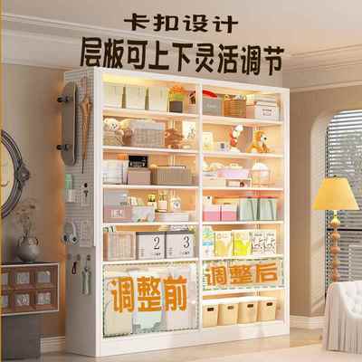 家用钢制书架带白板门图书馆多层组合书柜置物架儿童绘本架储物架