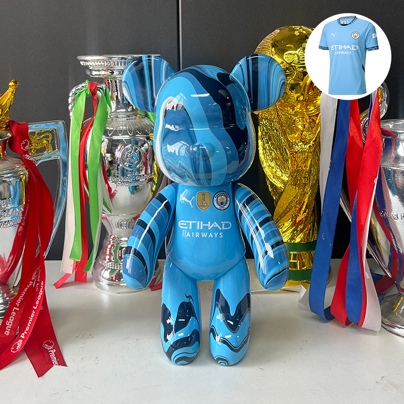 曼城队流体熊【33cm】德布劳内球队周边摆件手工制作球衣配色订制