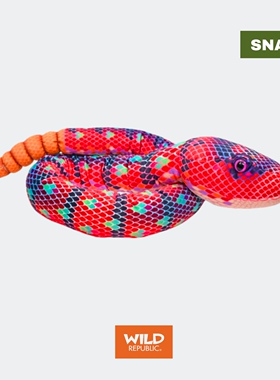 红绿色响尾蛇玩偶毛绒美国WildRepublic仿真动物蛇装饰带铃铛正品