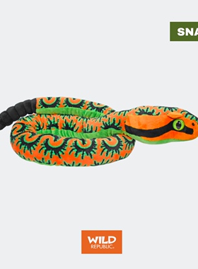 黄绿色蜈蚣蛇响尾蛇带铃铛玩偶毛绒潮流蛇装饰美国WildRepublic